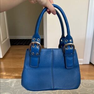 Tignanello Blue Shoulder Bag with Silver Hardware